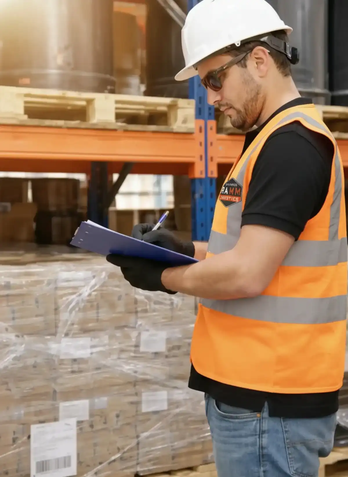 Operario verificando inventario en bodega RAMM Logistic